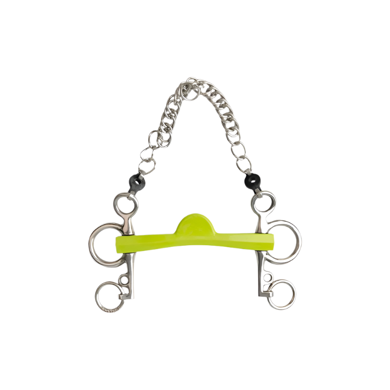 Metalab - Mors Pelham Flexi Soft droit demi-lune branches courtes vert | - Ohlala