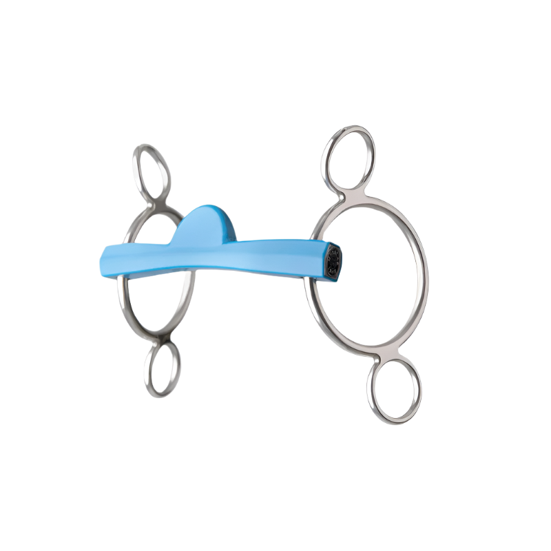 Metalab - Mors réglable Flexi droit demi-lune trois anneaux bleu | - Ohlala