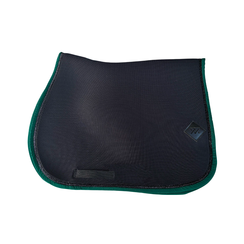 Oxxer - Tapis de selle Mesh noir/ vert sapin paillettes noires | - Ohlala