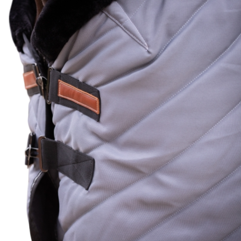 Paddock Sports - Couverture d'écurie Diagonal gris/ noir 200g