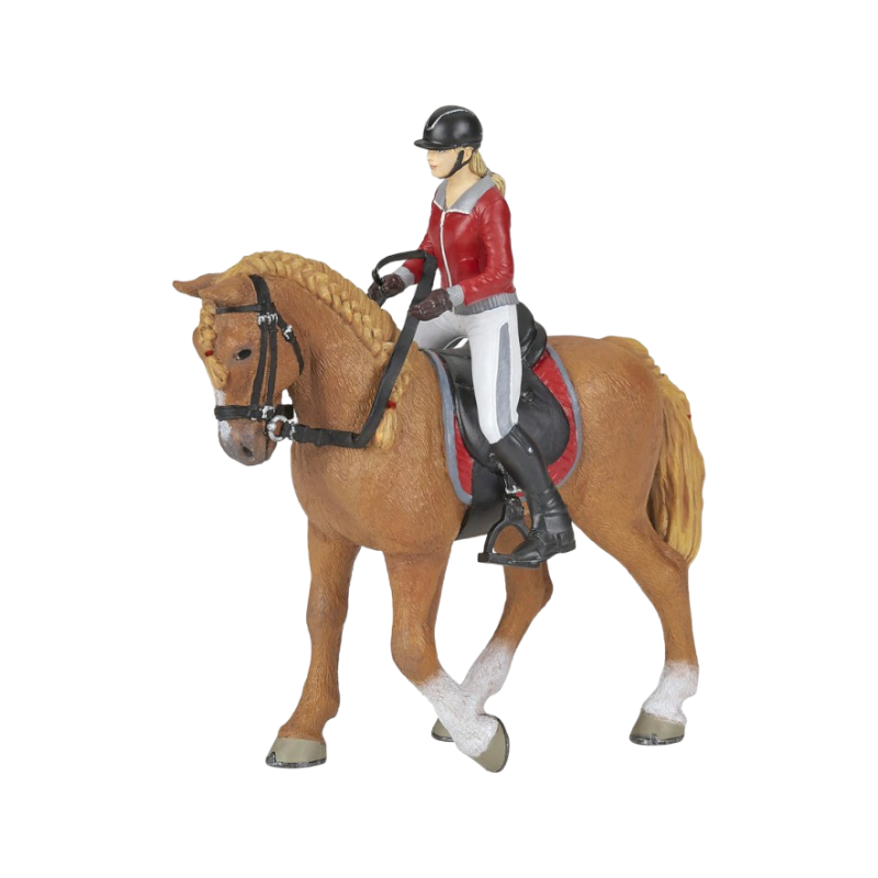 Cheval de promenade et sa cavaliere marron Papo OHLALA