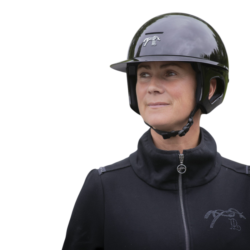 Pénélope - Casque d'équitation visière polo noir brillant Pénélope X Freejump | - Ohlala