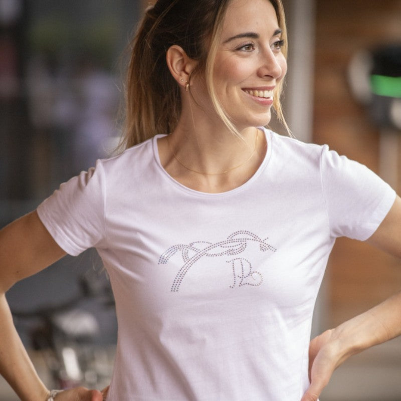 Pénélope - T-shirt manches courtes femme Iconic Strass blanc