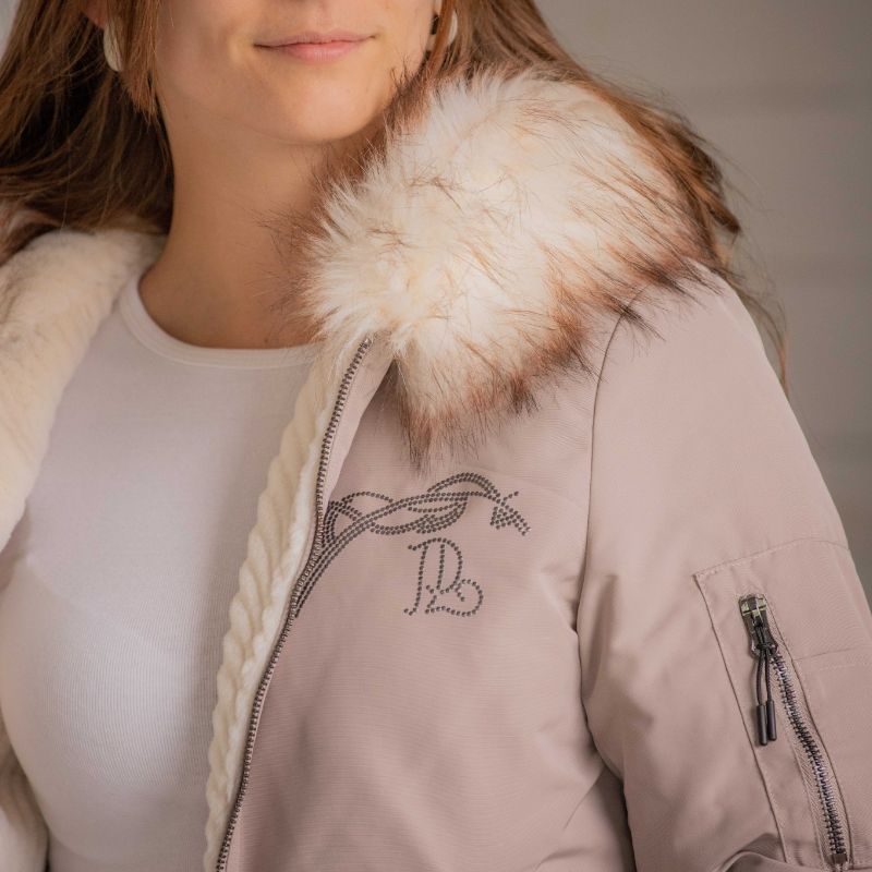 Pénélope - Blouson manches longues réversible femme Lyon taupe/ écru