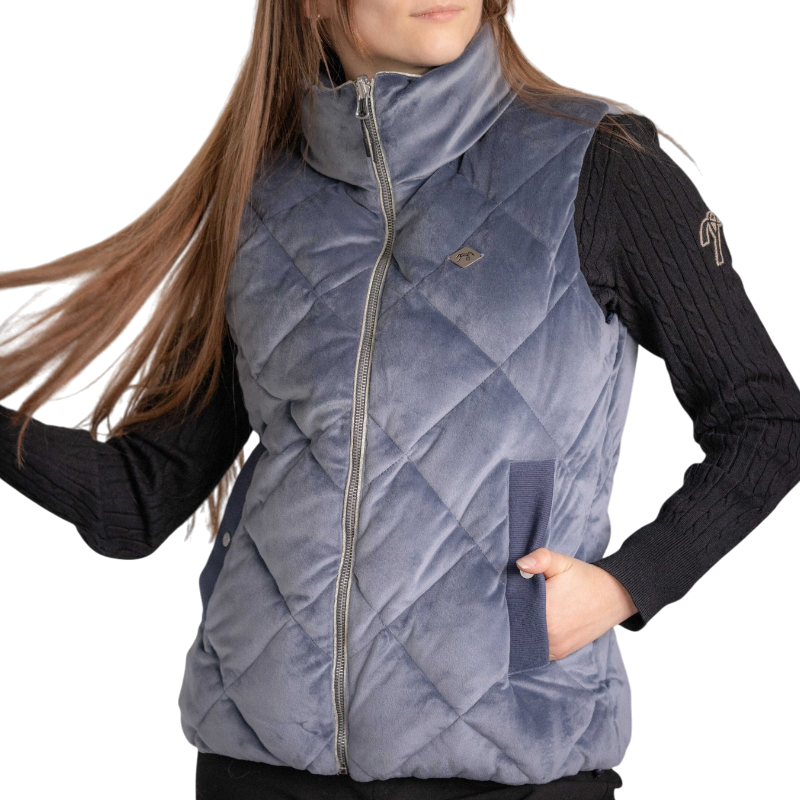 Pénélope - Doudoune sans manches réversible femme Chouki bleu-gris