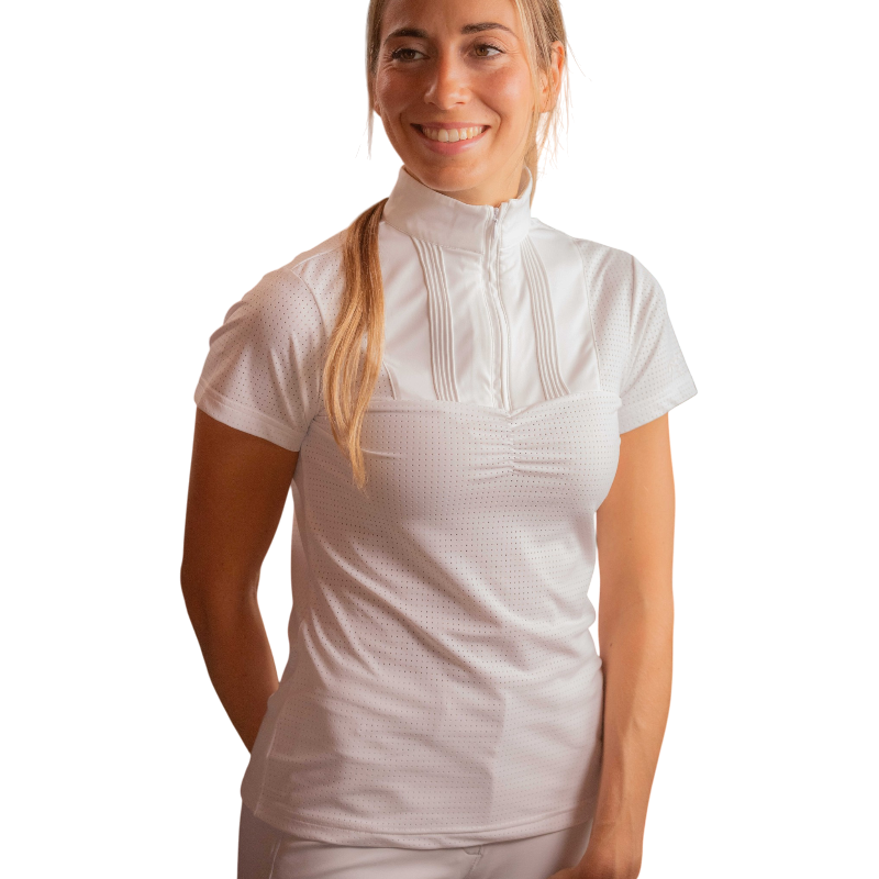Pénélope – Dames poloshirt korte mouwen Florence Mesh wit
