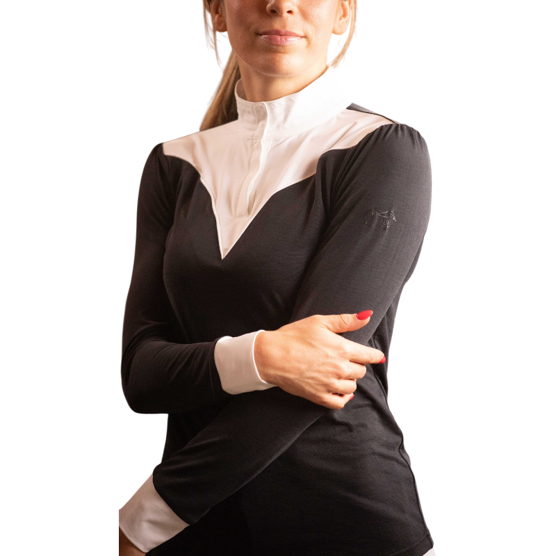Pénélope - Dames polo lange mouwen Verone zwart