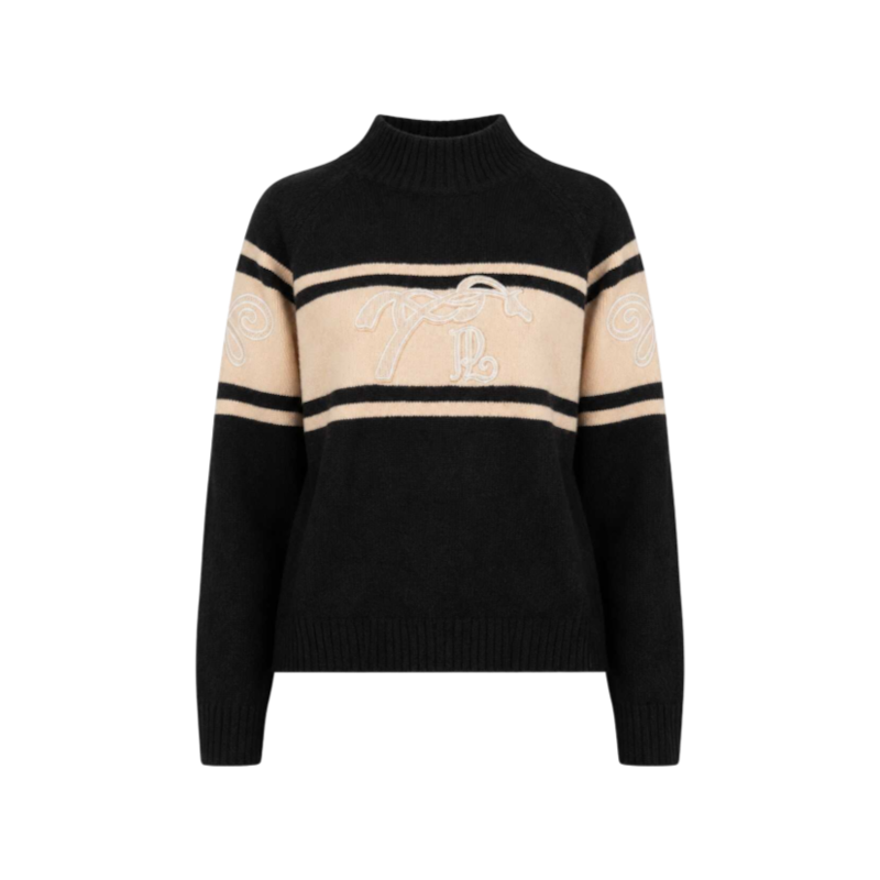 Pénélope - Pull manches longues col montant femme Noris noir / camel