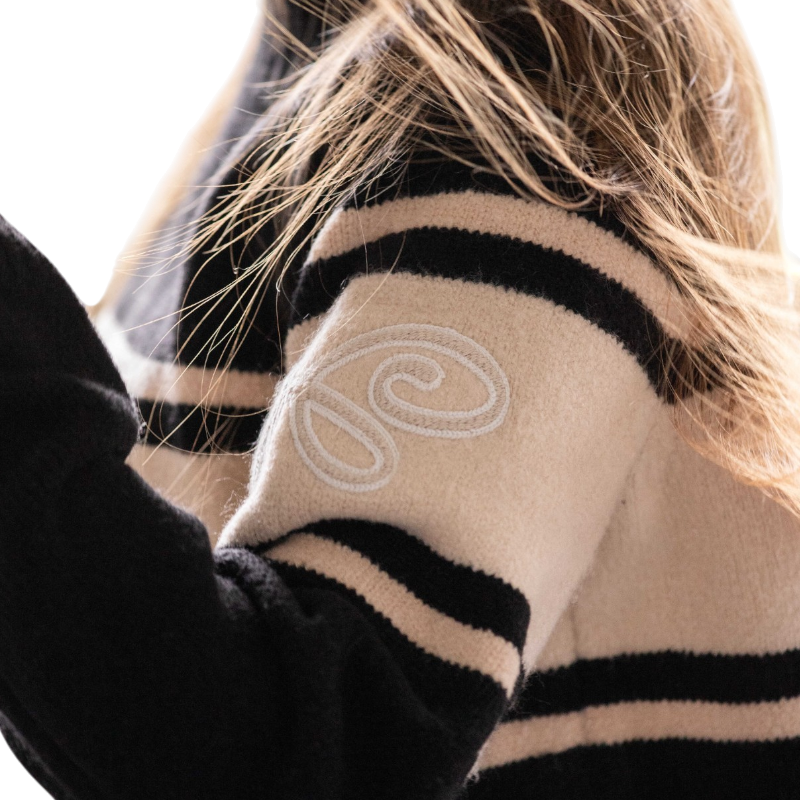 Pénélope - Pull manches longues col montant femme Noris noir / camel