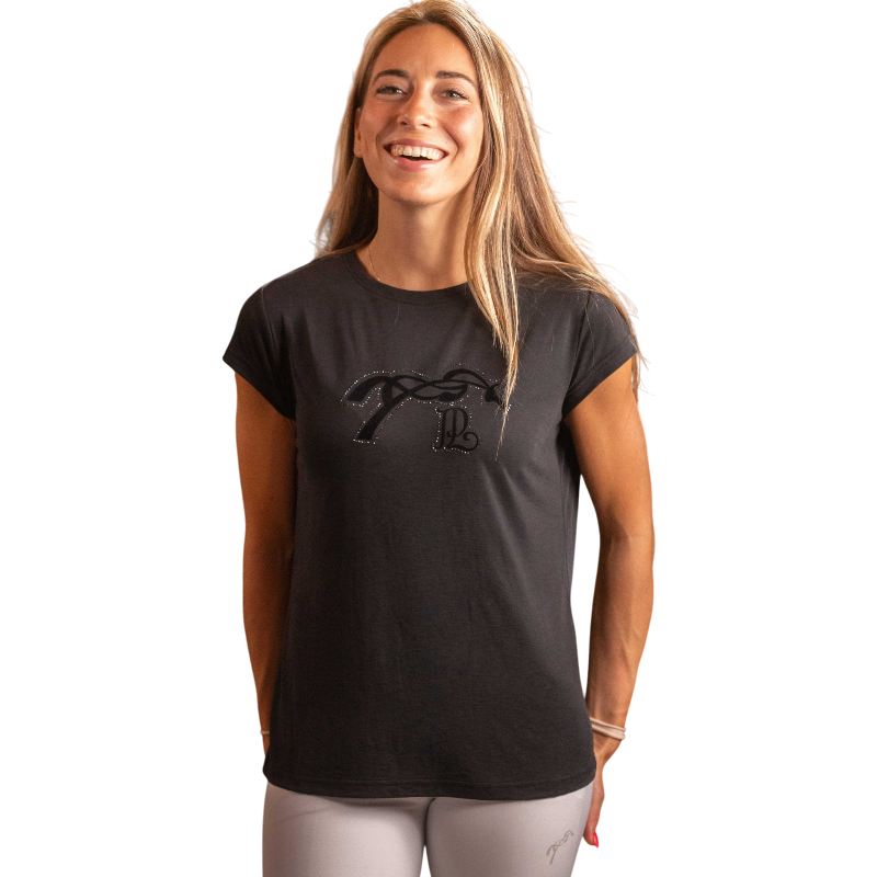 Pénélope - Dames T-shirt korte mouwen Moby Stones zwart