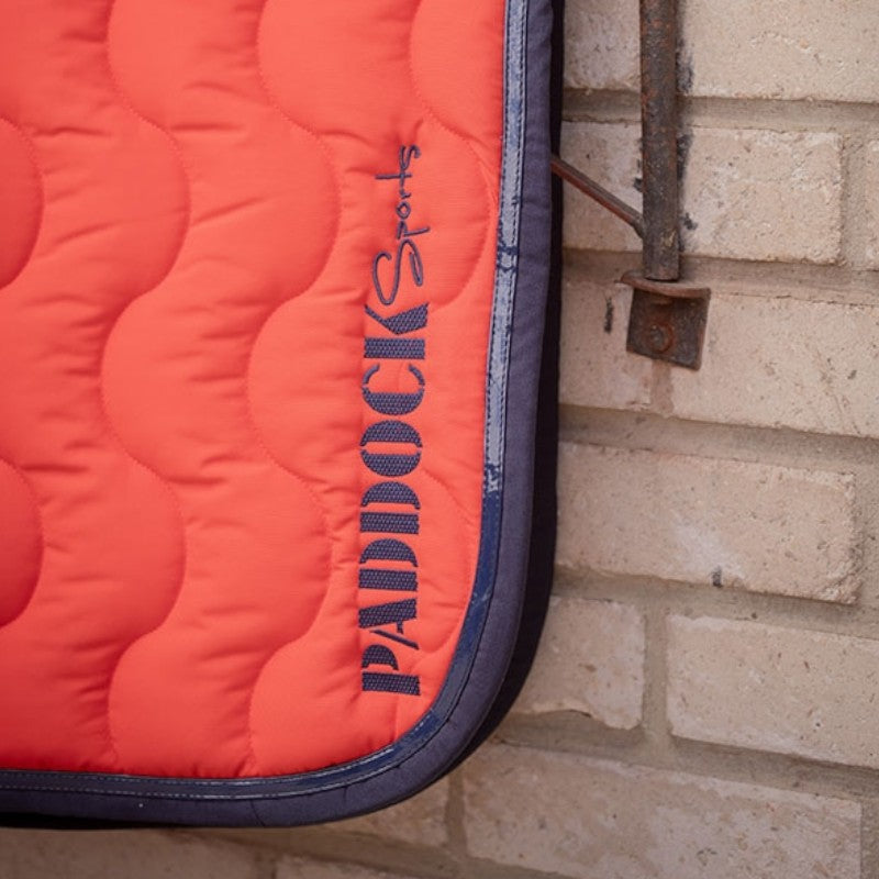Paddock Sports - Tapis de selle Wavy orange/ marine | - Ohlala