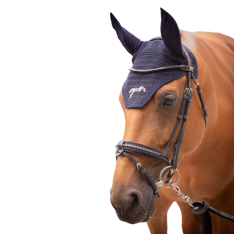 Pénélope - Bonnet pour chevaux coton marine | - Ohlala