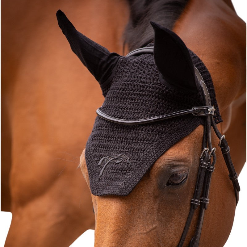 Pénélope - Bonnet pour chevaux coton noir | - Ohlala