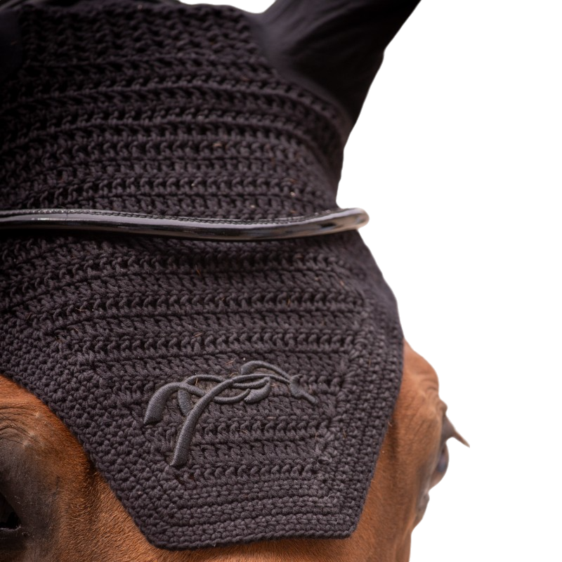 Pénélope - Bonnet pour chevaux coton noir | - Ohlala