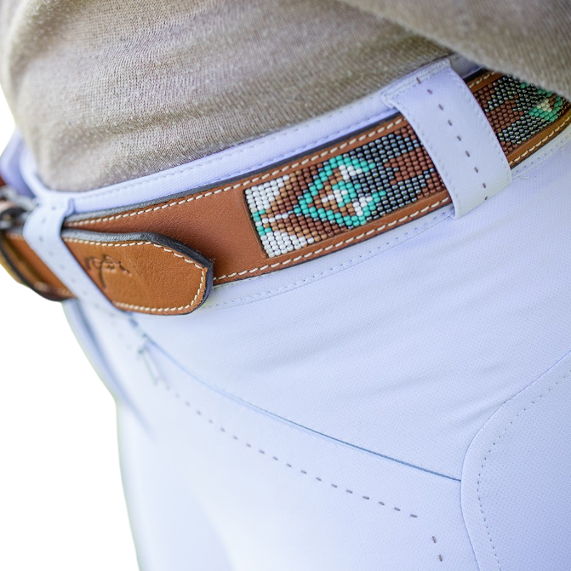 Pénélope - Ceinture Pearl Cognac/ Turquoise | - Ohlala