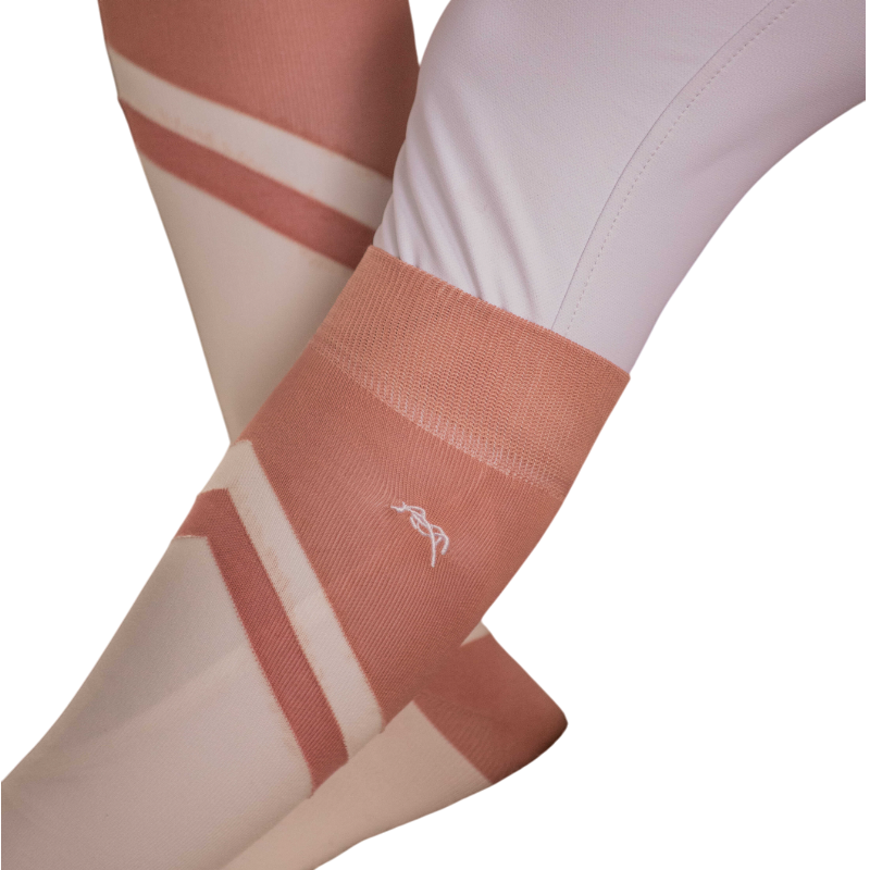 Pénélope - Chaussettes d'équitation Fun rose/ blanc x2