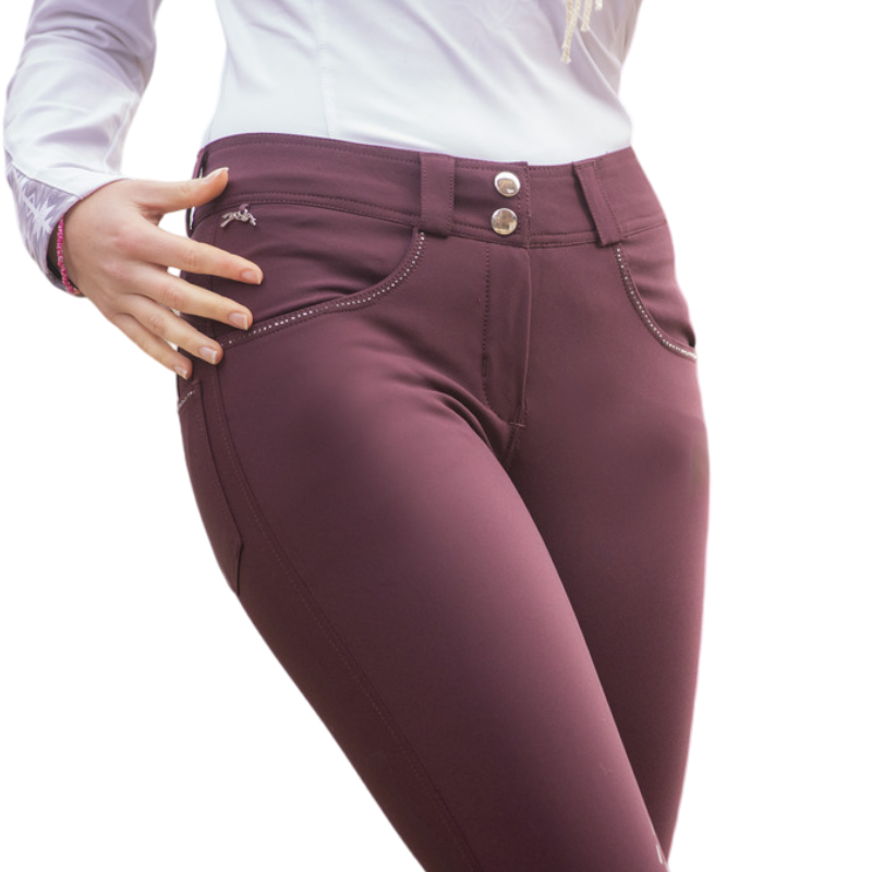 Pénélope - Pantalon d'équitation femme Fun Stone prune | - Ohlala