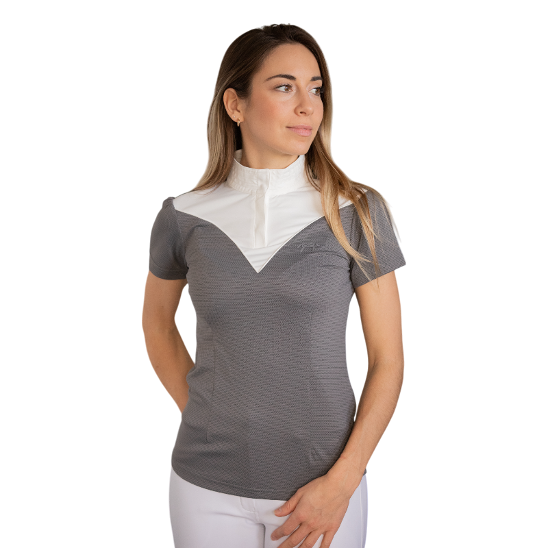 Pénélope - Polo de concours manches courtes femme Las Honey gris | - Ohlala