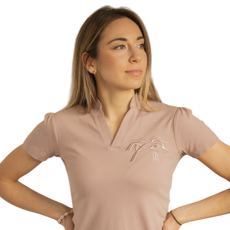 Pénélope - Polo manches courtes femme Josie beige/ rose | - Ohlala