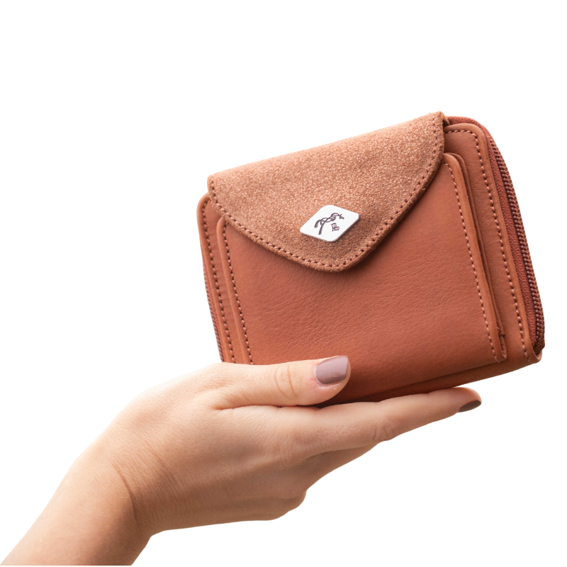 Pénélope - Porte monnaie Clémence cognac glitter