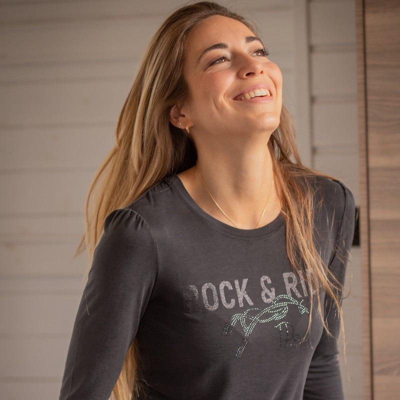 Pénélope - T-shirt manches longues femme Lovely anthracite | - Ohlala