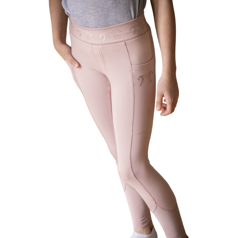 Eden by Pénélope - Legging d'équitation fille Delphe pull-on rose poudré | - Ohlala