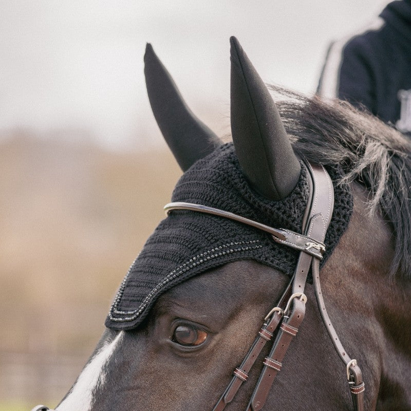 Pénélope - Bonnet pour chevaux anti-bruit Strass noir | - Ohlala