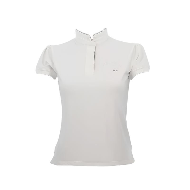 Pénélope - Polo manches courtes de concours madrid blanc/gris | - Ohlala