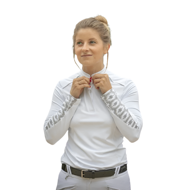 Pénélope - Polo manches longues Anaïs blanc | - Ohlala