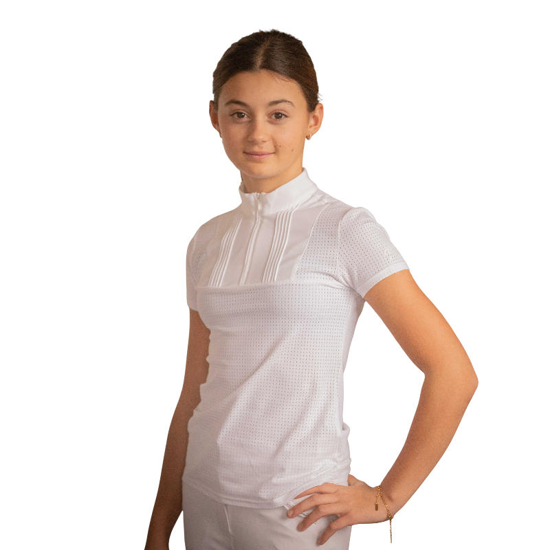 Eden by Pénélope - Polo manches courtes enfant Florence Mesh blanc | - Ohlala