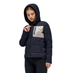 RG Italy - Dames gewatteerde jas lange mouwen Hooded Puffer marine | - Ohlala
