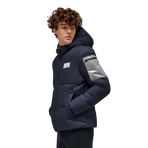RG Italy - Gewatteerde jas lange mouwen heren Hooded Puffer marineblauw | - Ohlala