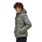 RG Italy - Gewatteerde jas lange mouwen heren Hooded Puffer kaki groen | - Ohlala
