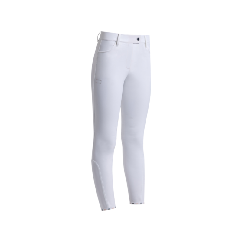 RG Italy - Pantalon d'équitation fille Logo Strass blanc/ rose