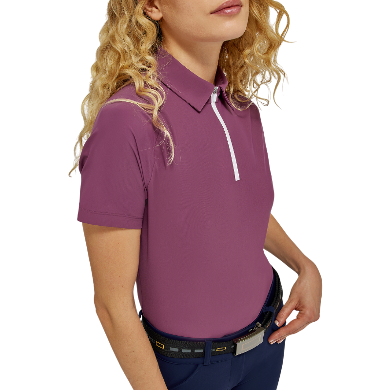RG Italy - Polo technique manches courtes femme Training Zip violet | - Ohlala