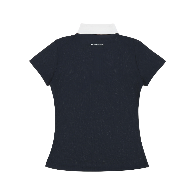 Riding World - Polo de concours manches courtes fille Roxane marine | - Ohlala