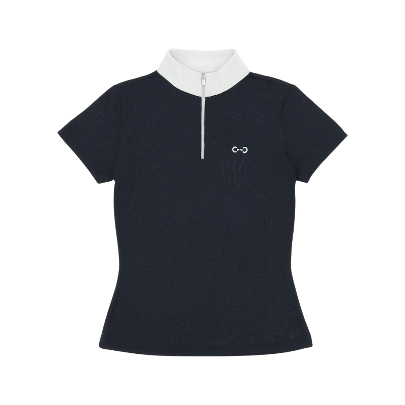 Riding World - Polo de concours manches courtes fille Roxane marine | - Ohlala