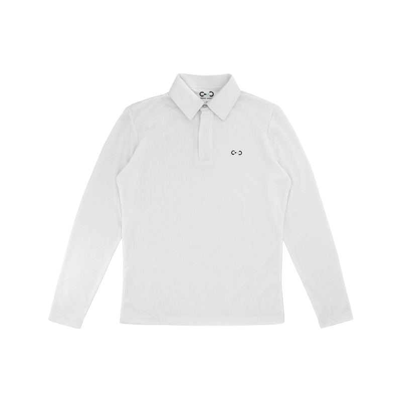 Riding World - Polo de concours manches longues garçon Romeo blanc | - Ohlala