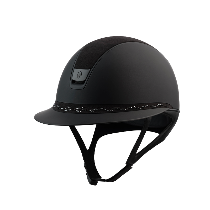 Samshield - Casque d'équitation Miss Shield  2.0 Shadowmatt noir  Alcantara Flower Swaroski noir | - Ohlala