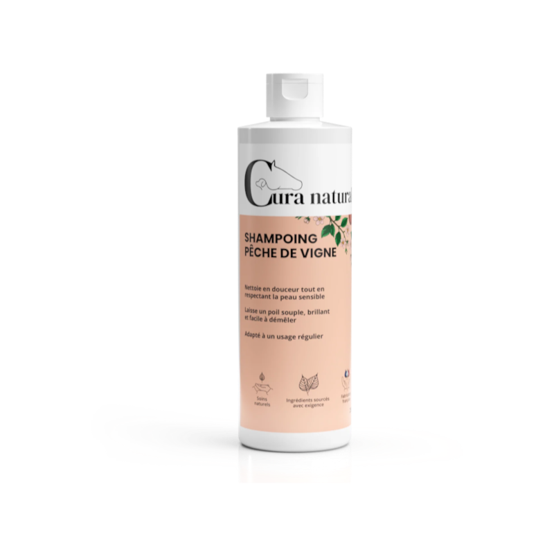 Cura Naturale - Shampoing pour chevaux pêche de vigne