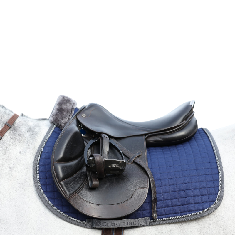 Bucas - Tapis de selle Show-line marine/ gris