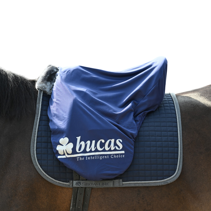 Bucas - Housse de selle marine logo silver
