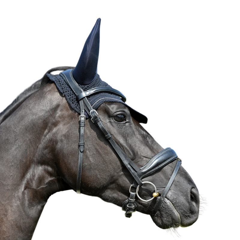 Bucas - Bonnet pour chevaux Show-line marine/ gris