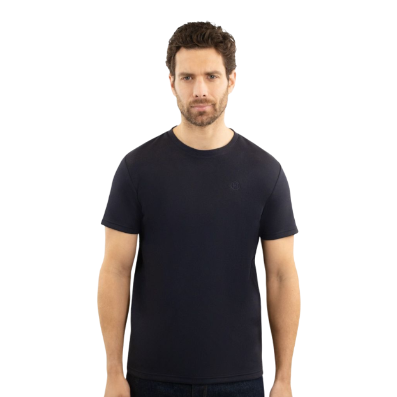 Harcour - Heren T-shirt met korte mouwen Titouan marine | - Ohlala