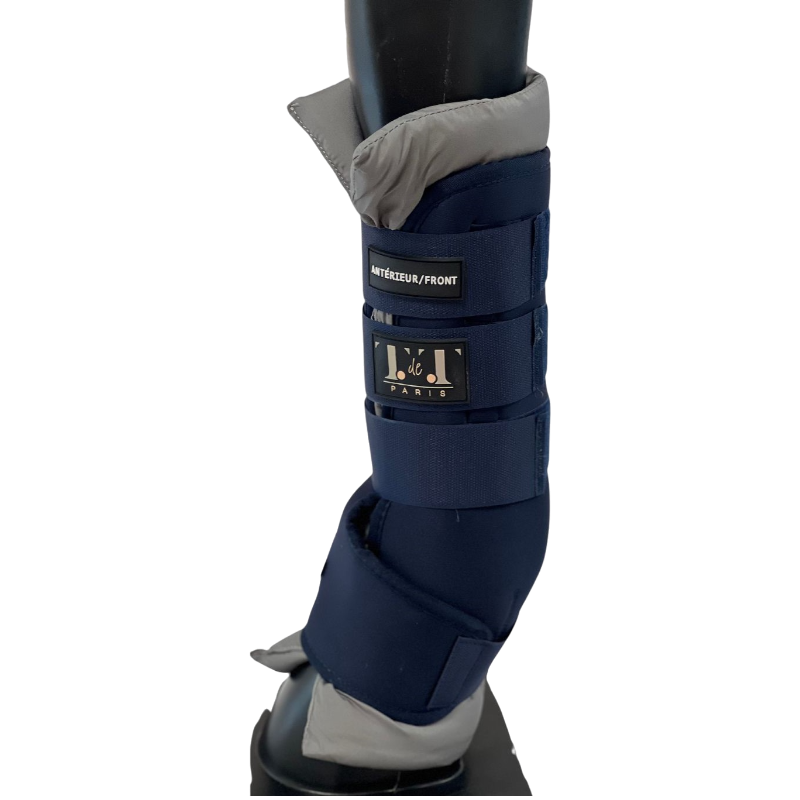 TdeT - Guêtres d'écuries marine/ gris (x4) | - Ohlala