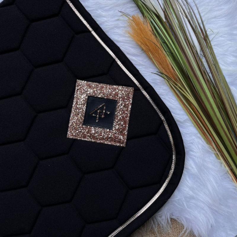 Oxxer - Tapis de selle Diamant noir/ rose gold paillettes rose gold | - Ohlala