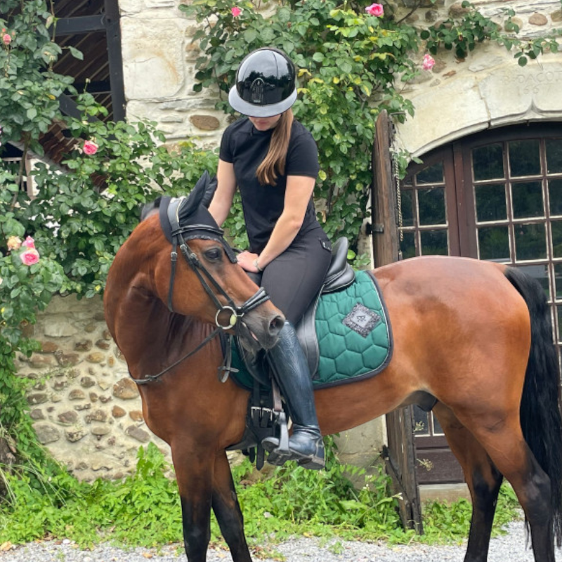 Oxxer - Tapis de selle Diamant vert sapin/ noir paillettes noires | - Ohlala