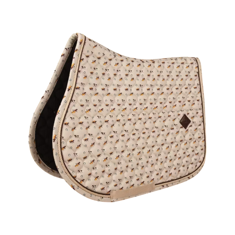 Kentucky Horsewear - Tapis de selle Velvet imprimé cheval beige