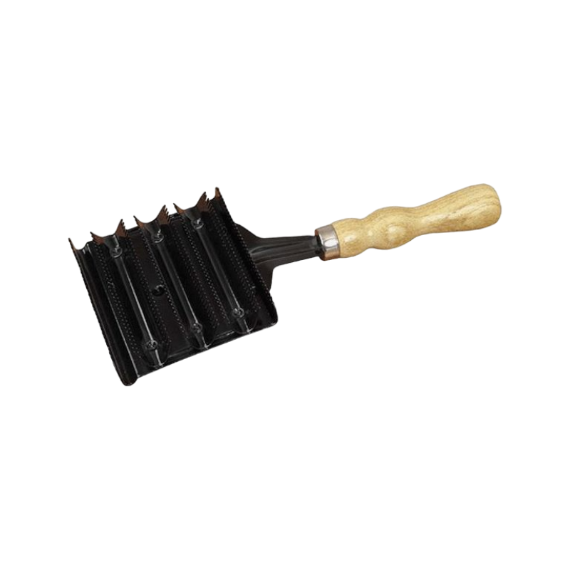 TdeT - Étrille métallique carrée bois | - Ohlala