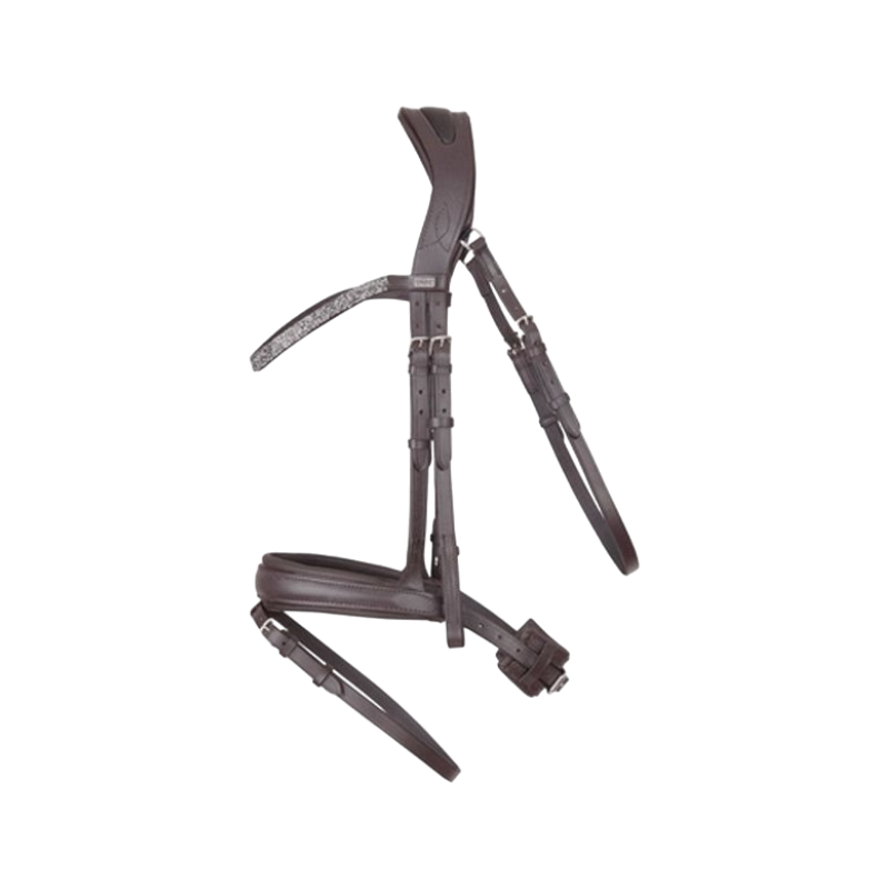 TdeT - Bridon et rênes têtière anatomique Hopper marron/argent | - Ohlala